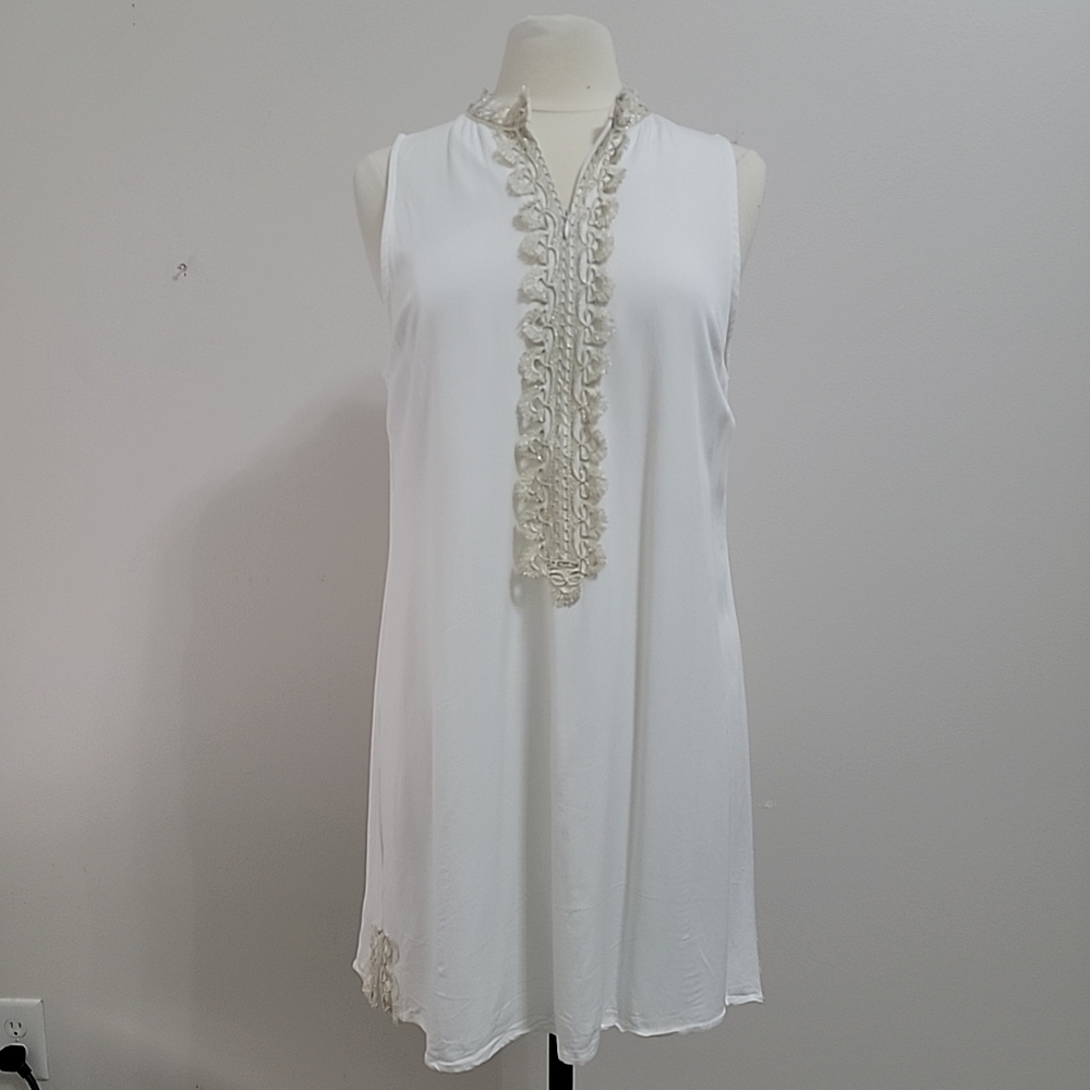 MARLEY LILLY Womens Dress White Gold Sleeveless Stretch Size M EUC